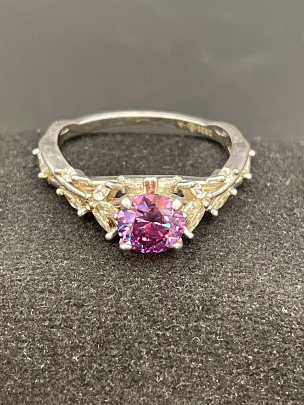 Lavender Amethyst Sterling Silver Floral Ring